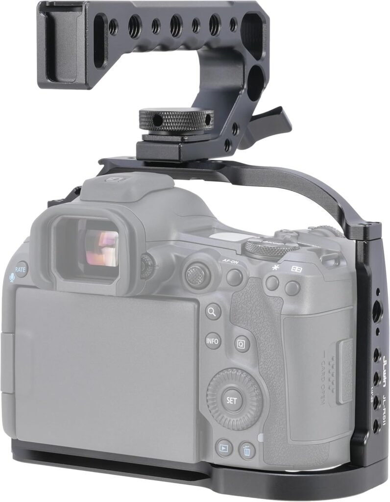 Camera cage met top handgreep voor camera, aluminium rig met NATO rail en cold shoe