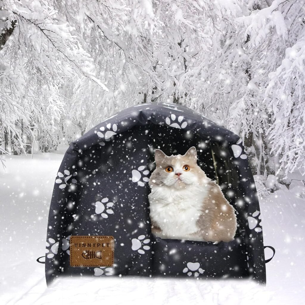 Kattenhuis voor Buiten - Waterdicht en Regenbestendig - Met Pluche Kussen en Vouwbaar Ontwerp - 60 x 43 x 40 cm
