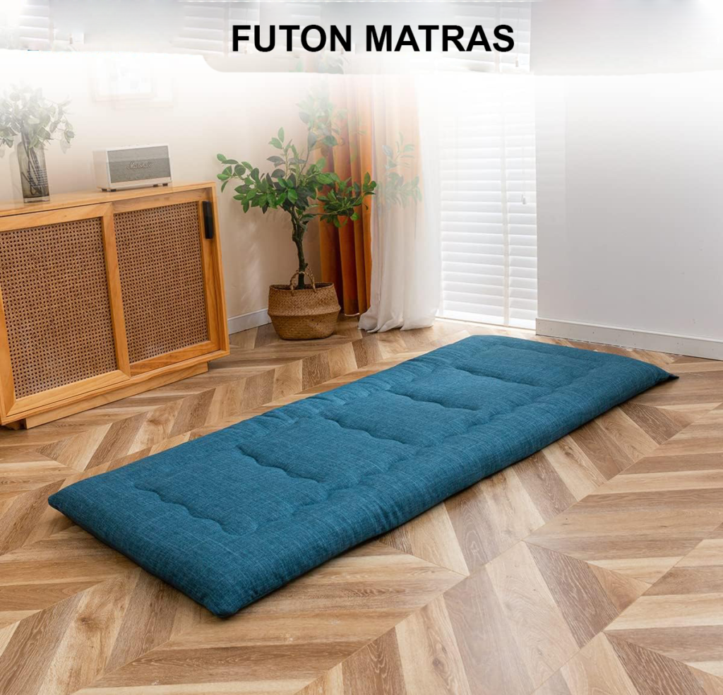 Opvouwbare futon matras van memory foam met handgreep en ritssluiting voor camping, logeerbed en binnengebruik 90 x 190 cm