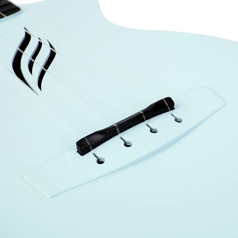 Ukulele 23" Cutaway - Carbon Fiber Reis Ukelele - Waterdicht Beginnersmodel met Hoes, Strap, Capo en Snaren - Blauw