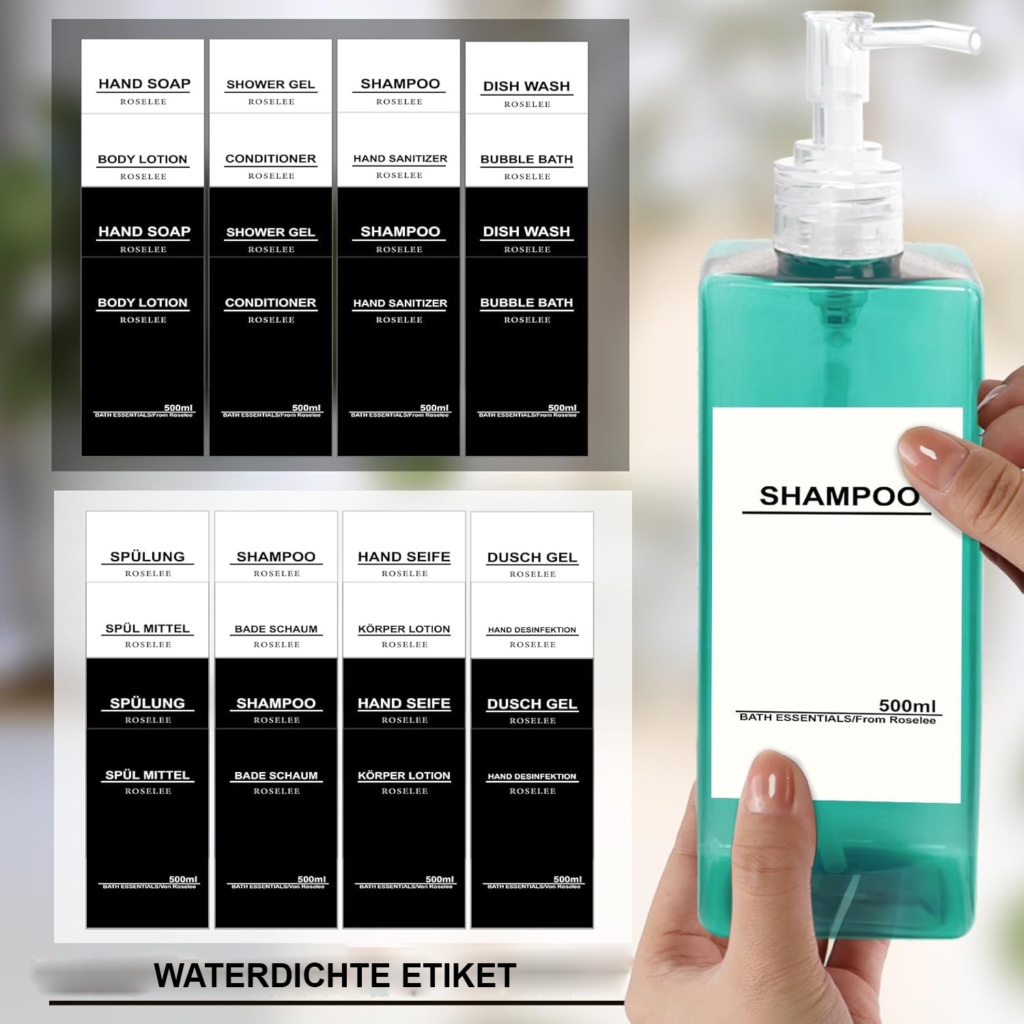 Wandmontage zeepdispenser set van 3, 500 ml, cyan, kunststof, zonder boren voor keuken en badkamer