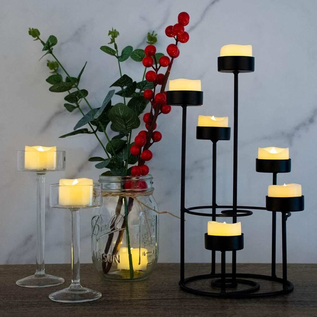 LED Theelichtjes op Batterij - Set met Flikkerend Warm Wit Licht - Elektrische Nepkaarsjes voor Feestdecoratie - Energieklasse A