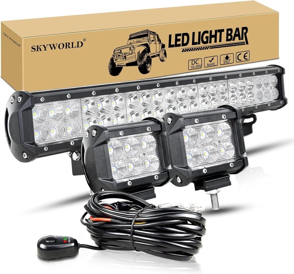 LED lichtbalk vrachtwagen 20 inch 288W met 4 inch schijnwerper en kabelboom