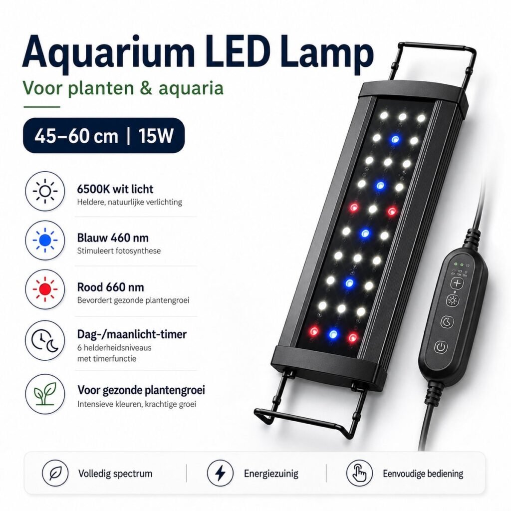 LED aquariumverlichting volledig spectrum voor aquatische planten, energiezuinige heldere en kleurrijke aquariumlamp