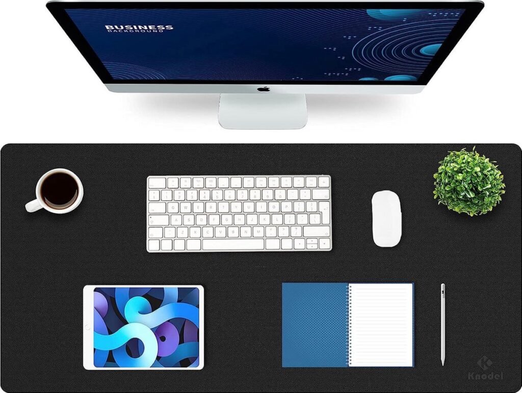 Bureaulegger PU-leder 43 x 90 cm – Dubbelzijdige bureau onderlegger met vloeipapierhouder en schrijfblokfunctie