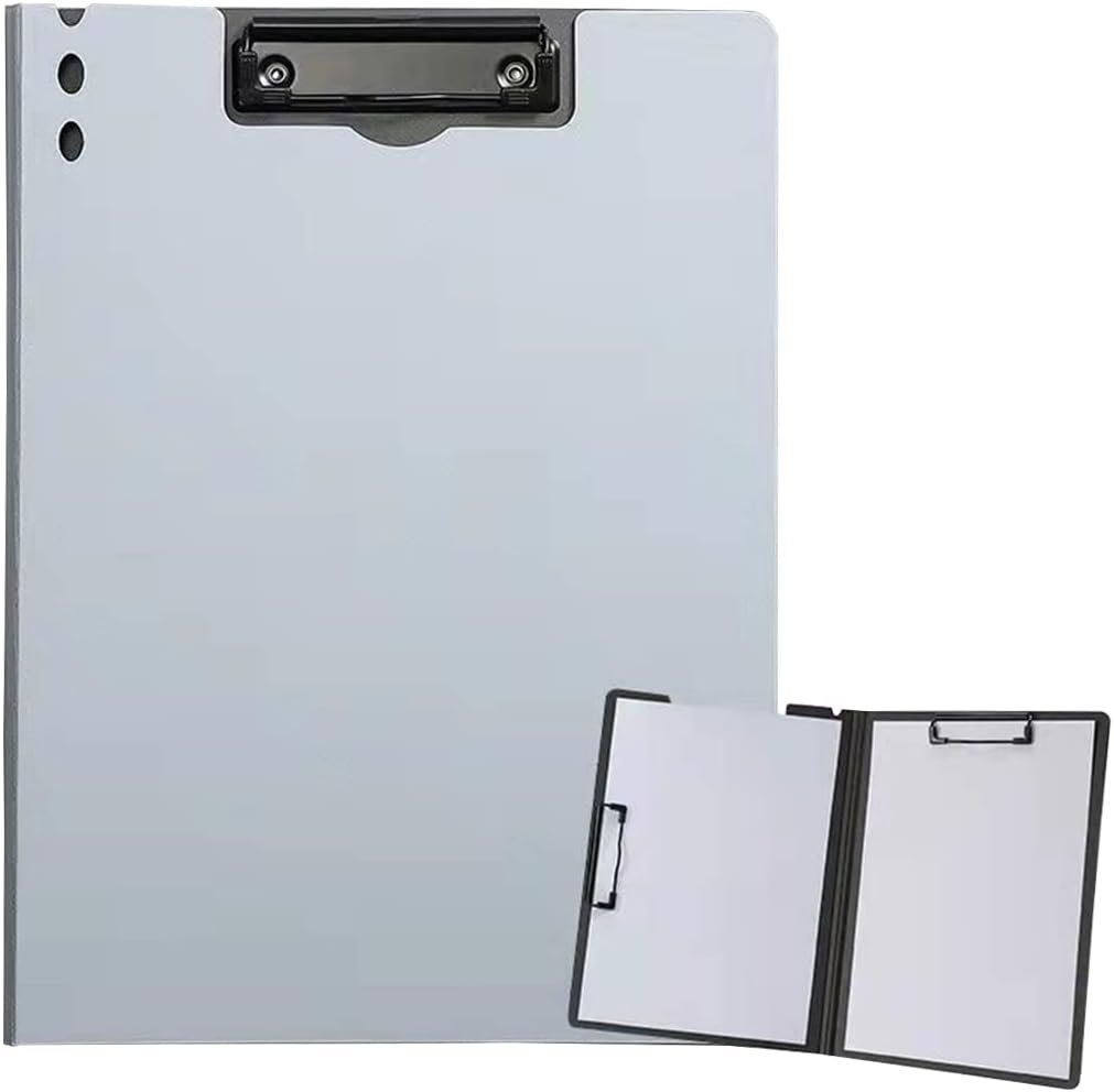 Kunststof A4 klembord met dubbele clip zilvergrijs