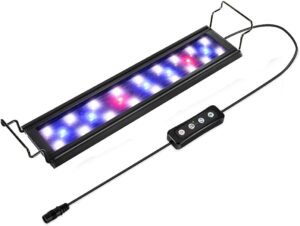 LED Aquariumverlichting met Timer – Dimbare Aquariumlamp – Verstelbare Bevestiging – Wit, Blauw en Rood Licht – Voor Aquariums van 28-48 cm
