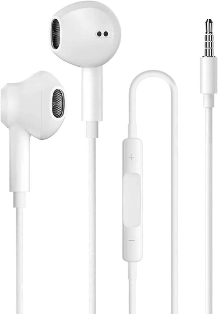 Witte stereo in-ear oordopjes met 3,5 mm jack voor iPhone, iPad, iPod, Huawei en Samsung
