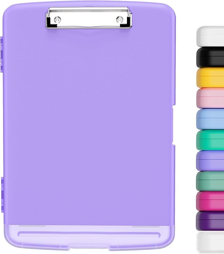 Paars plastic klembord met opbergruimte 35 x 24 x 3 cm