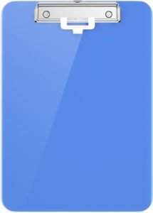Klembord A4 Blauw – Kunststof Klembord met Pennenhouder – Lage Profielklem – Voor Kantoor, Studie en Verpleegkundigen – 30 x 22,5 cm