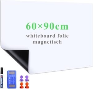Magnetisch Whiteboard Folie 45 x 90 cm – Zelfklevend Droogwisfolie – Inclusief Marker en Wisser – Voor Kantoor, School en Thuis