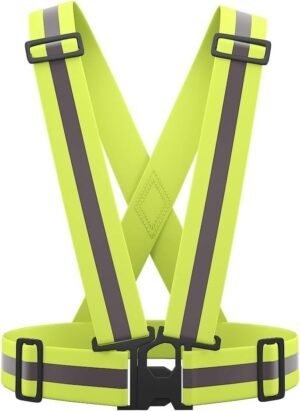 Reflecterend veiligheidsvest voor motorrijden in neon geel met verstelbare pasvorm en reflectiemateriaal voor volwassenen