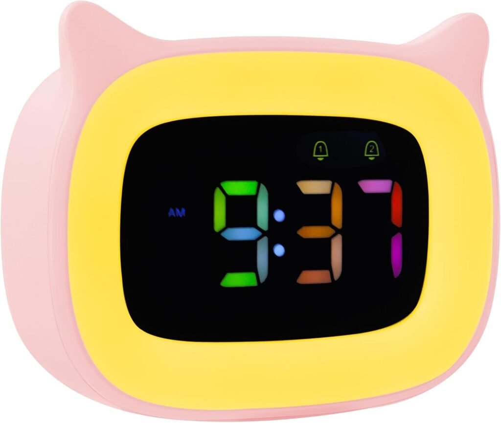 Lichtgevende kinderwekker met duidelijk display en USB-oplaadfunctie