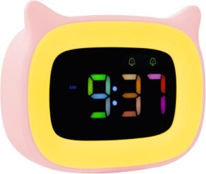 Kinderwekker – Lichtgevende slaapwekker met duidelijk display – USB-oplaadbaar en eenvoudige bediening – Voor kinderen en jongeren