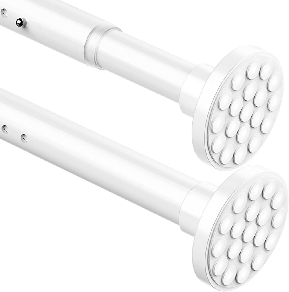 Telescopische gordijnroede zonder boren 300-355 cm wit, Ø32 mm, uitschuifbare spanstang voor douchegordijn en kleding