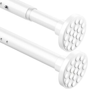 Telescopische gordijnroede zonder boren 300-355 cm wit, Ø32 mm, uitschuifbare spanstang voor douchegordijn en kleding
