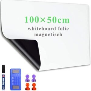 Magnetisch whiteboard folie 50 x 100 cm – Zelfklevend whiteboard voor school, kantoor en thuis – Weekplanner – Inclusief marker en wissers