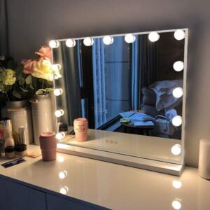 Hollywood make-upspiegel met LED-verlichting, instelbare lichtstanden en oplaadpoort voor make-up en beautygebruik