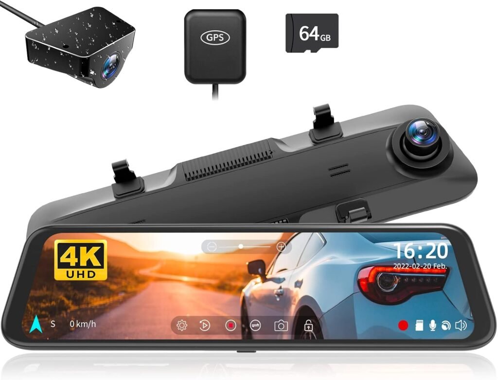 Rearview camera met parkeerbewaking, achteruitrijhulp, Full HD nachtzicht, 170 graden weergave en 10 inch touchscreen