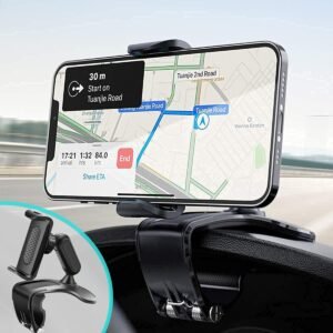 Universele auto telefoonhouder met verstelbare veerklem en 360° rotatie voor smartphones