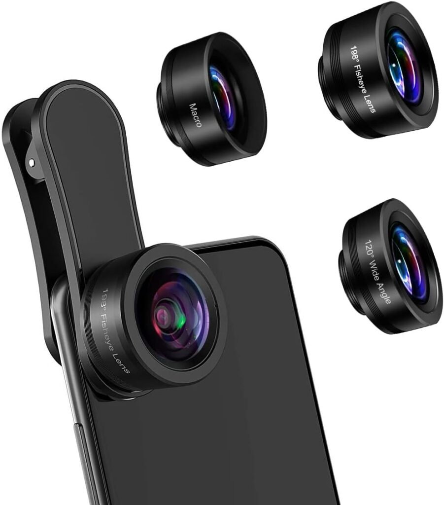 3-in-1 smartphone cameralens set met telelens, macrolens en groothoeklens
