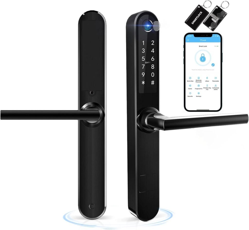 Slim Bluetooth deurslot met vingerafdruk en touchscreen voor aluminium draaideur - zwart