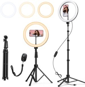 Verstelbaar ringlicht 36 cm met 10 lichtstanden en afstandsbediening voor streaming en make-up