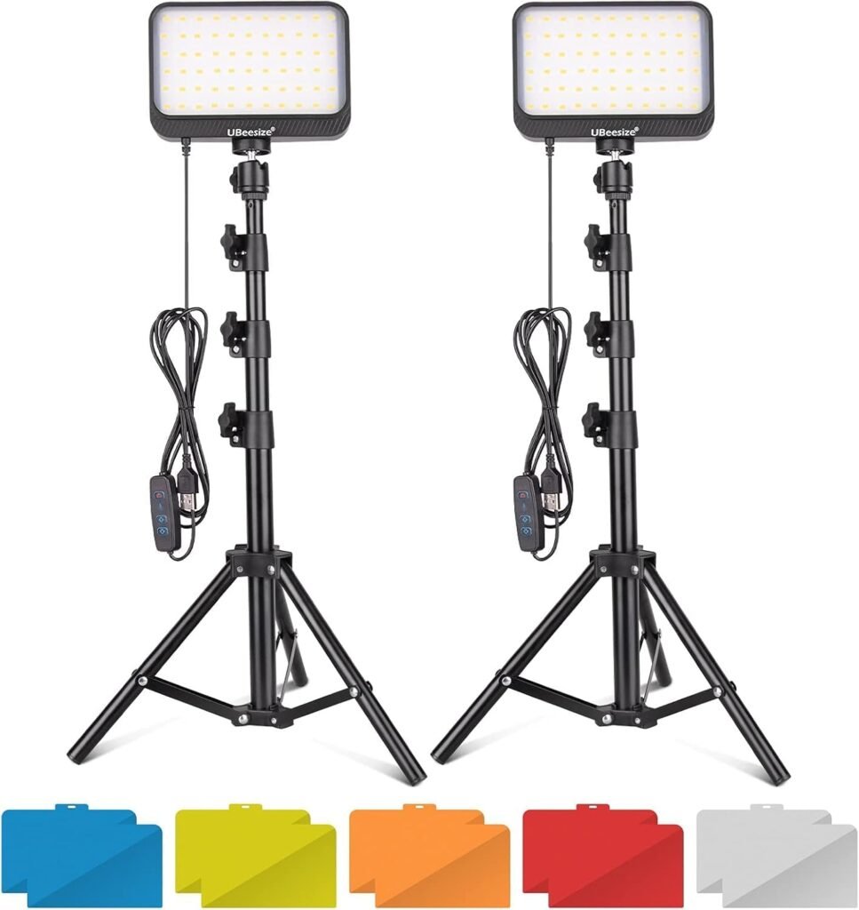 LED videolampset met verstelbaar statief en diffuser – 145 cm