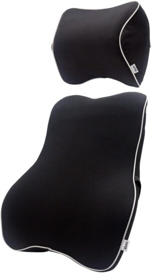Ergonomisch memory foam rugsteunkussen voor kantoor en thuis in zwart
