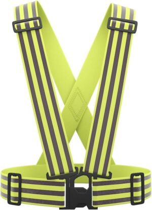 Reflecterend veiligheidsvest neon geel voor motorrijden met verstelbare pasvorm