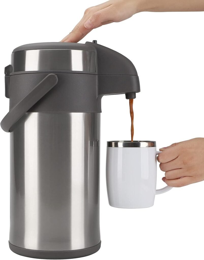 Dubbelwandige koffiedispenser met pompmechanisme voor warme dranken thuis en op kantoor