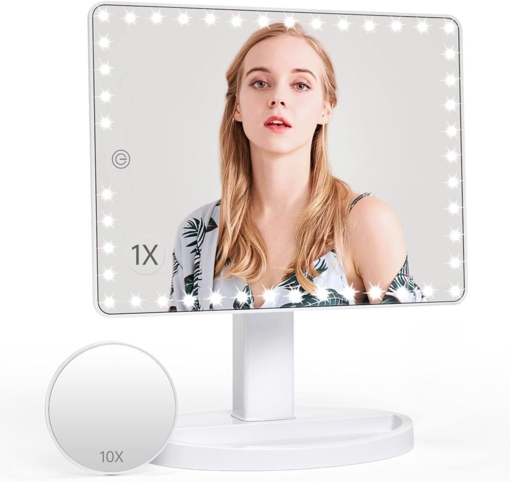 LED make-upspiegel met verlichting, touchbediening en verstelbare lampen