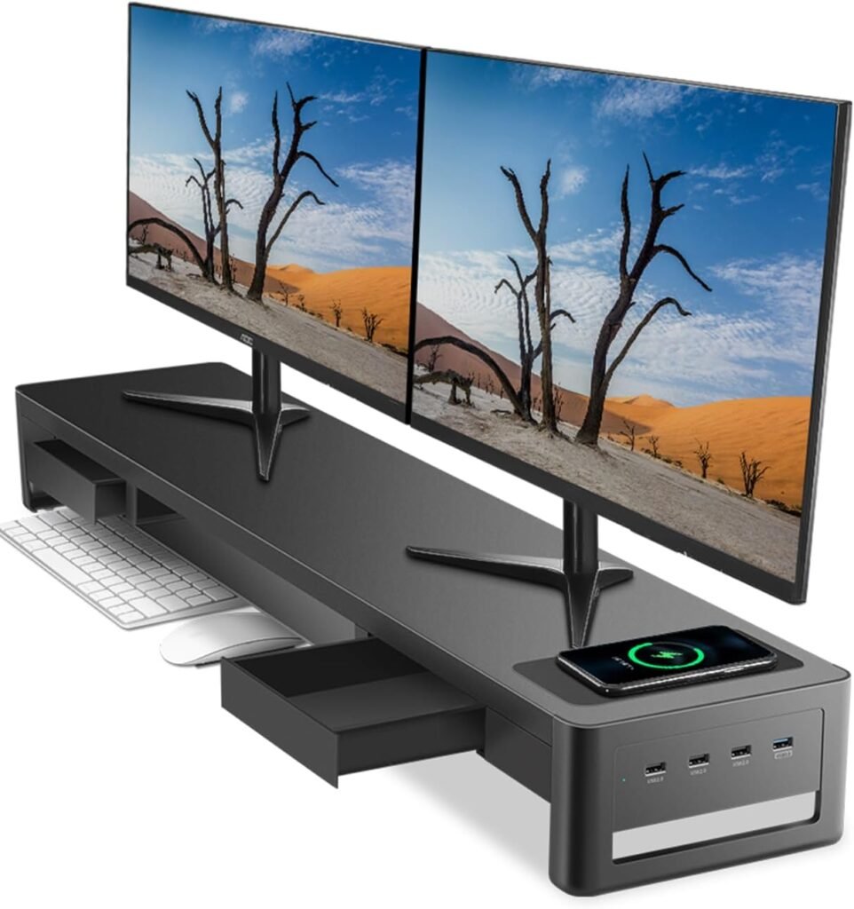 Monitorstandaard met USB-poorten en verstelbare hoogte voor ergonomisch computergebruik