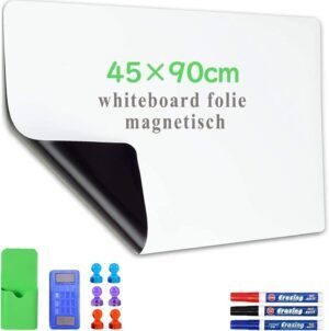 Magnetisch whiteboard folie 45 x 90 cm met weekplanner, marker en wisser voor gladde oppervlakken