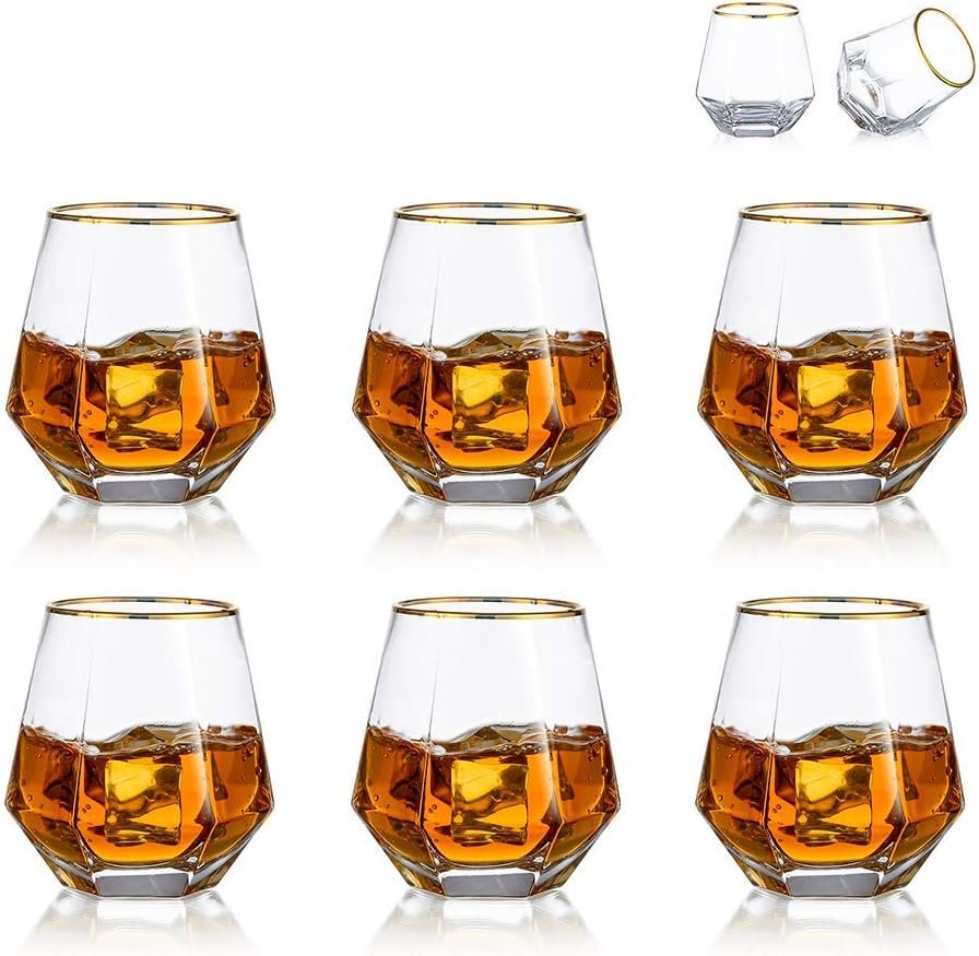 Diamant whiskey tumbler set met luxe gekantelde glazen voor whiskey en cocktails
