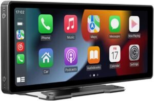 Draagbare 9,3 inch touchscreen autoradio met Bluetooth en Android Auto, zwart