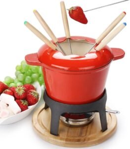 Kaasfondueset Elektrisch – Fonduepan met Fonduevorken – Voor Kaas- en Chocoladefondue – Elektrische Verwarming