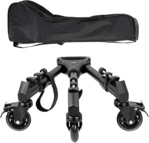 Universele tripod dolly met verstelbare statiefhouders en 15 kg draagvermogen, opvouwbaar met draagtas