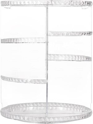 Transparante draaibare cosmetica organizer met roterende bodemplaat