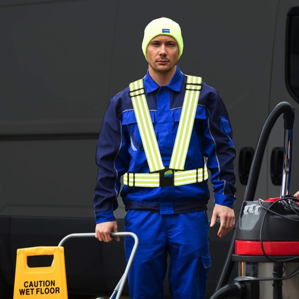 Reflecterend veiligheidsvest voor motorrijden in neon geel met verstelbare pasvorm en reflectiemateriaal voor volwassenen