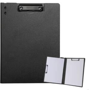 A4 kunststof klembord met twee clips, zwart, voor kantoor, studie en onderwijs, 31,5 x 22,5 cm
