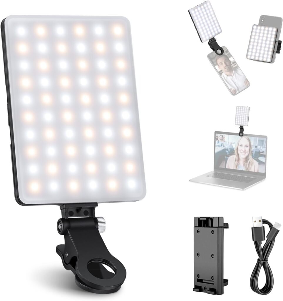 LED selfielamp met telefoonclip, oplaadbaar met 3 verlichtingsmodi