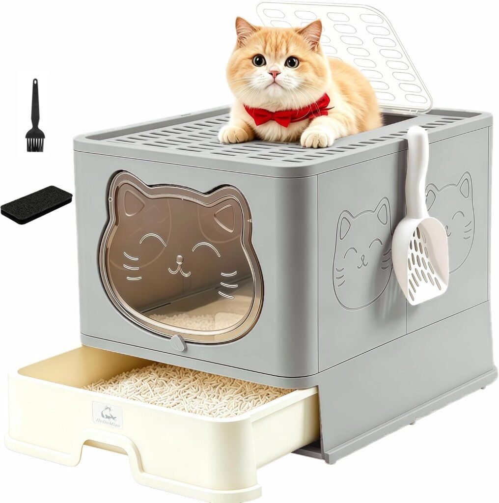 Gesloten kattenbak met deodoriserend systeem, opvouwbaar kunststof ontwerp