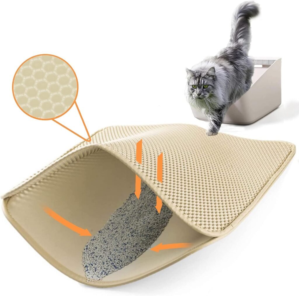Kattenbakmat 60x45 cm met dubbellaags honingraatontwerp, waterbestendig EVA-materiaal en antislip ondergrond
