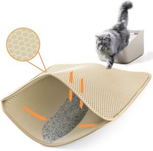 Kattenbakmat 60x45 cm met dubbellaags honingraatontwerp, waterbestendig EVA-materiaal en antislip ondergrond