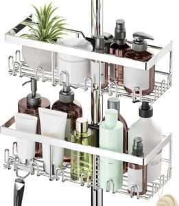 Doucheplank Set 2 Stuks – Doucherek Zonder Boren – RVS Badkamer Organizer – Geschikt voor 18-25 mm Doucherails