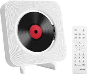 Draagbare CD-speler met Bluetooth, hifi-wandluidsprekers, FM-radio, USB MP3 en AUX-ingang met afstandsbediening