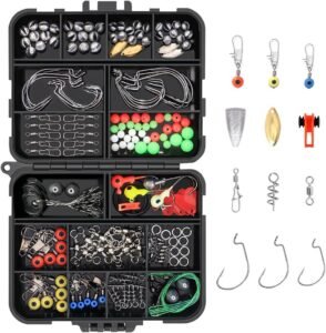 Visaccessoireset – Visspullen Set voor Zoetwater en Zoutwater – Visuitrusting met Haken, Gewichten en Dobbers – Inclusief Opbergdoos