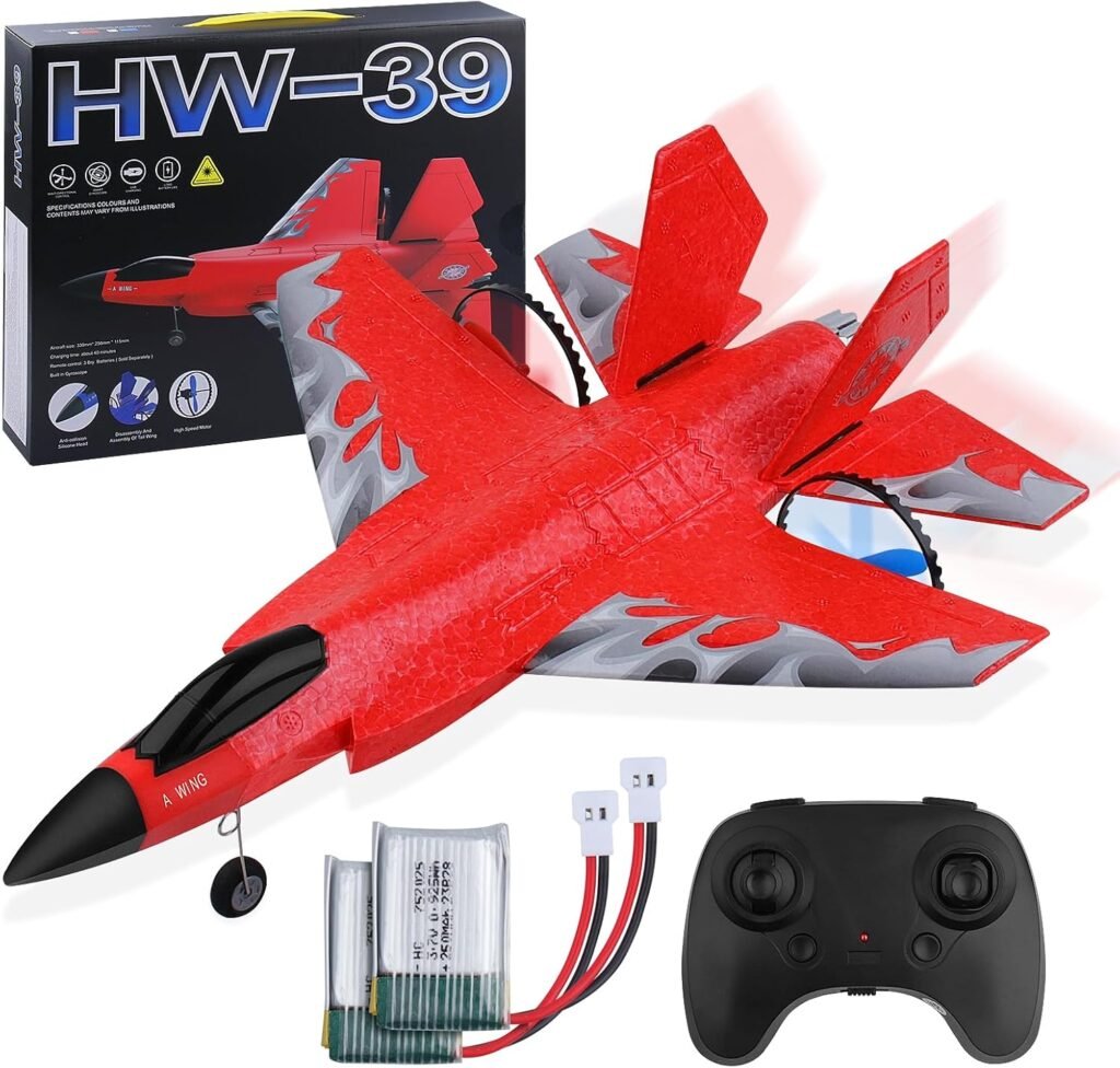 RC vliegtuig F35 met afstandsbediening, 2,4 GHz, 2-kanaals, USB-oplaadbaar, rood