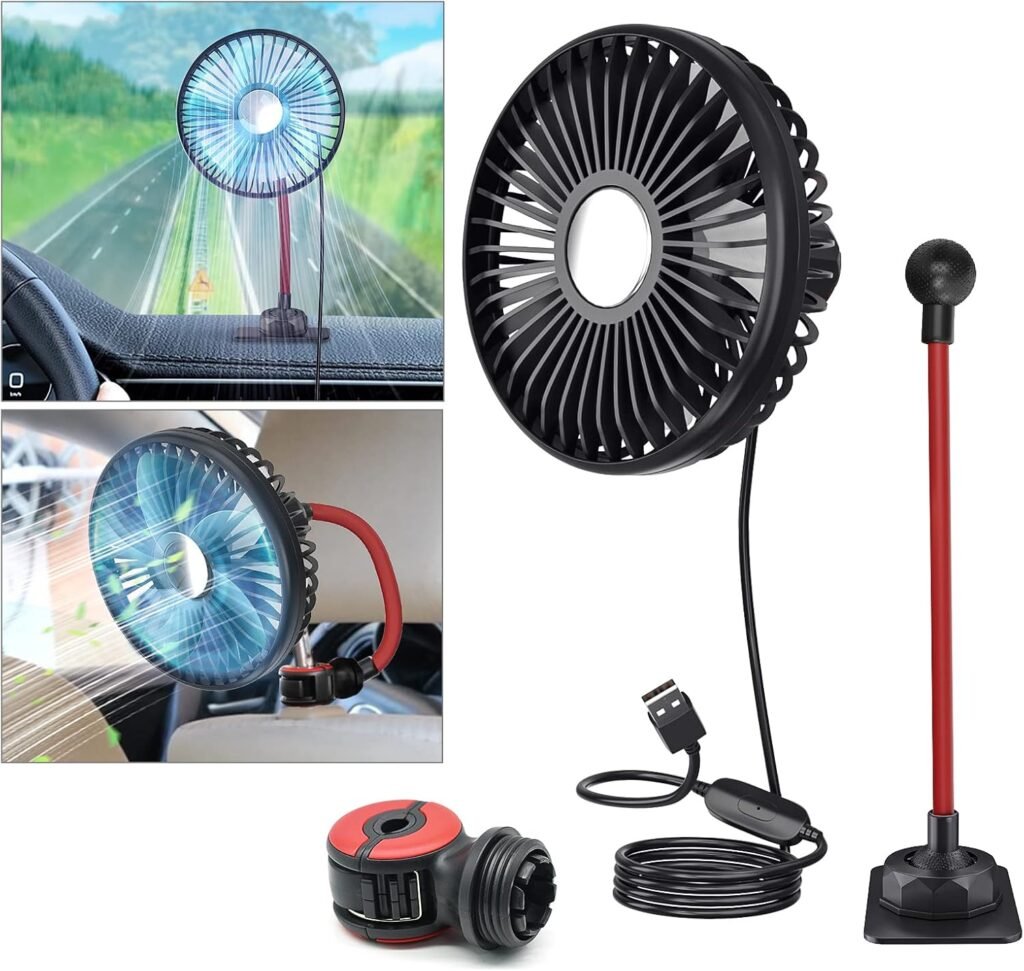 USB koelventilator voor auto en bureau met flexibele zwanenhals en instelbare snelheden